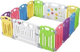 Baby Playpen Kids Activity Centre Safety Play Yard Home Indoor Outdoor New Pen (Multicolour, Classic Set 14 Panel) (Multicolour 14 Panel)