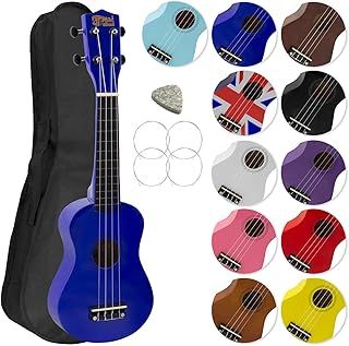 Soprano Ukulele for Beginners in Blue with Free Uke Bag