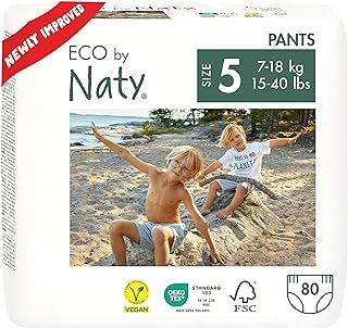 Eco by Naty Nappy Pants - Hypoallergenic and Chemical-Free Pull Ups, Highly Absorbent and Eco Friendly Training Nappies for Boys and Girls (Size 5 – Pack of 4)