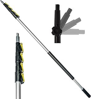 DOCAZOO Telescopic Pole for Cleaning - Window Cleaning Kit, Ceiling Cleaning, Feather Duster, Snow Removal, Window Squeegee, High Reach Indoor & Outdoor Kit - (24 Ft Extension Pole)