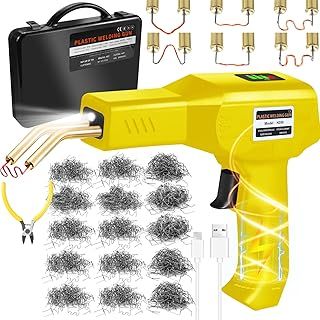 200W Plastic Welder Kit, 5000mAh USB Rechargeable Wireless Plastic Repair Kit with 1050 PCS Hot Staples, Portable Cordless Car Bumper Repair Kit for Plastic Crack Repair