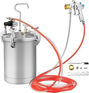 15L Paint Pressure Tank, Pressure Paint Pot Tank with Spray Gun, Double Pipe, Spray Range, Paint Flow & Air Volume Adjustable Knobs, Commercial Paint Spray Set for Roof Wall Furniture Vehicle