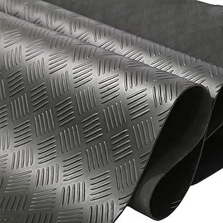 ybaymy Checker Rubber Garage Flooring Mat 1 X 5M Heavy Duty Non Slip Matting Floor Protector Roll 3mm Thick Gym Mats Rubber Matting for Garage Floor