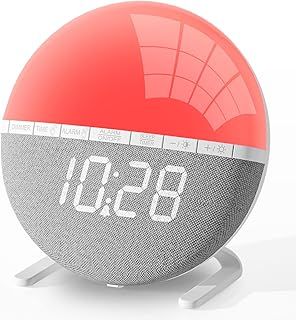 Sunrise Alarm Clock, Wake Up Light with Sunrise Simulation, Sunlight Alarm Clock Multicolor Bedside Lamps, Snooze, 9 Colors Night Light, 7 Ringtones, Sleep Aid, Gift for Kids, Adults