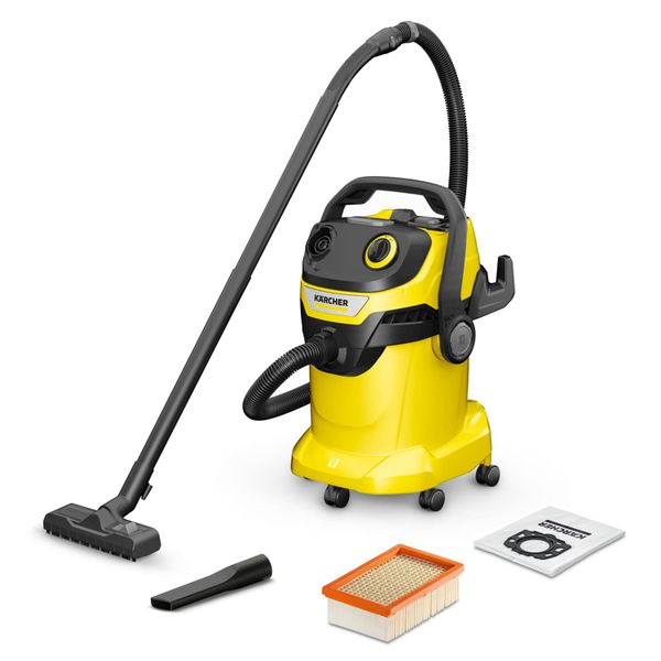 KÄRCHER 16283020 Wet & Dry Vacuum Cleaner WD 5, Blower Function, Power: 1100w, Plastic Container: 25 L, Suction Hose: 2.2 M, Incl. Floor And Crevice Nozzle, Yellow