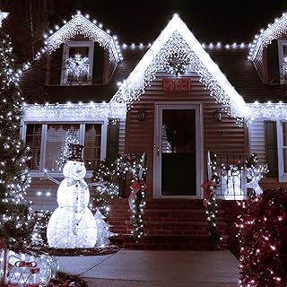 Sumairs Icicle Lights Outdoor, 17M 480 LED Christmas Lights Plug in With Memory, 8 Modes Holiday Lighting, Fairy Lights for Home/Party/Christmas Decorations Cool White