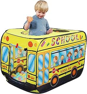 School Bus Kids Pop Up Tent Foldable Play Tent Indoor Children's Playhouse Crawling Bus Cartoon Toy with Carry Bag Set Up Free Outdoor Play Equipment for Children Toddler Tents for Girls Boys