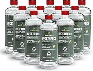 GREEN HAVEN 12L Premium Bioethanol Fuel for Fireplace - Bio Ethanol Liquid Fuel for Fires Pits, High Purity Clean Burning Liquid Indoor and Outdoor