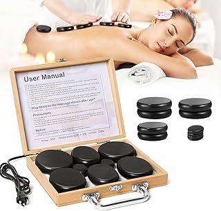 Electric Hot Stone Massage Warmer, 21PCS Hot Rocks Basalt Warm Stones with Portable Bamboo Heater Box for Home Spa, Relaxing Warming Therapy (10)