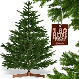 CASARIA® XL Premium Luxury Realistic Artificial Christmas Tree | 150x90cm Christmas Tree With Wooden Stand | Natural Dense Branches | Injection Moulded PVC Mix Christmas Tree | Green | 6FT / 180cm