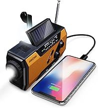 FosPower 5200mAh Emergency Radio (Model A6) NOAA Weather Alert Radio & Power Bank with IPX3 Rating, Solar Charging, Hand Crank, SOS, AM/FM/WB & LED Flashlight for Emergency Kit, Power Outages - Green