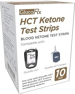 GlucoRx HCT Ketone Test Strips, 10-Count