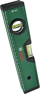 Bosch Spirit Level 25 cm (Precise Alignment with 2X Fluorescent Bubbles for Horiziontal and Vertical Reading; Metric Scale; Aluminum Body, Softgrip Bumpers; V-Groove)