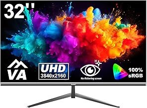 32 inch 4K PC Monitor, UHD 3840 x 2160p 60HZ Computer Monitors VA Screen for Home & Office, Support HDMI 2.0, DP 1.4