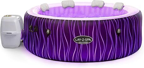 Lay-Z-Spa Hollywood Airjet Hot Tub with Built In LED Light System, 140 AirJet Massage System Inflatable Hot Tub With Freeze Shield Technology, 4-6 Person