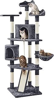 Yaheetech Cat Tree Tall, Multi Level Cat Tower for Indoor Cats, Large Cat Condo Sisal-Covered Scratching Posts Activity Centre Cat Furniture, 200cm, Dark Grey
