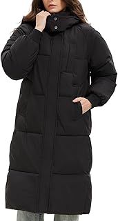 Women Long Puffer Jacket Hood Winter Water Repellent Wind-resistant Warm Ladies Quilted Padded Coat Big Pocket