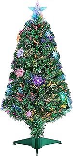 Yaheetech 3ft/90cm Fibre Optic Tabletop Christmas Tree with Multicolor Snow Flake Lights Prelit Artificial Xmas Tree Holiday Decoration for Home/Office 1Pack