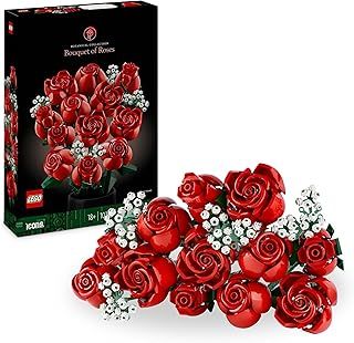 LEGO Botanicals Bouquet of Roses - Artificial Flowers Set for Adults - Gifts for Mothers incl. 12 Faux Roses in 3 Stages of Bloom - Home or Office Décor Accessories - Relaxing Activities - 10328