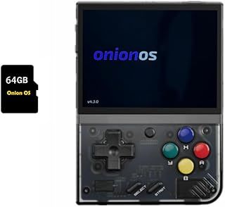 MIYOO Mini Plus Onion OS 64GB TF Card Preinstalled Retro Portable Handheld 3.5inches IPS Screen Game Console Miyoo Mini+ Console Compatible with OnionOS System (Black transparent 64GB)
