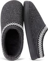 SIMIYA Men's Comfortable Slip-on Memory Foam House Slippers - Indoor/Outdoor, Anti-skid Sole - Black/White Lace, UK 11-12