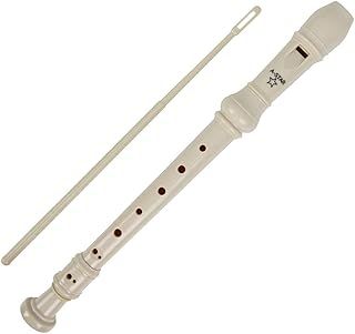 A-Star Soprano/Descant School Recorder Instrument, English/Baroque Fingering - Key of C with Learning Chart, Bag, Cleaning Rod - Beige