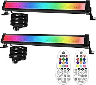 MEIHUA RGB Flood Lights Bar, 42W Led Wall Washer Light with 360° RF Remote Control, 10 Colors 12 Modes Colour Changing Stage Lights for Parties Birthday Disco Garden Festival Decorative Light 2Pack