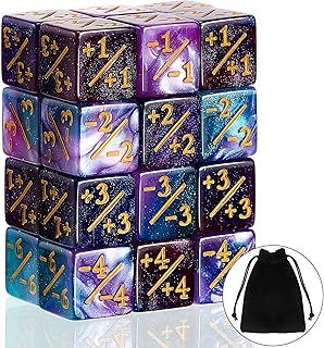 Sumind 24 Pcs MTG Dice Counter Magic The Gathering Tokens MTG Life Counter D6 Dice Loyalty Life Gifts for CCG Cards Gaming Accessory