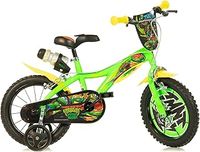 Teenage Mutant Ninja Turtles - Mutant Mayhem 14 inch Unisex Children’s Bicycle with stabilisers and drinks bottle, suits child 4-7 Years, Green and Yellow