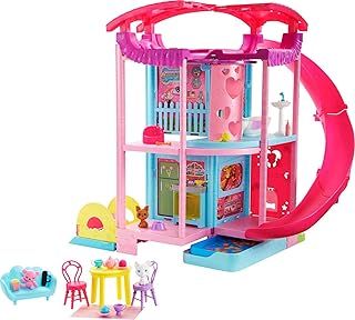 Barbie Doll House, Chelsea Playhouse with 2 Pets, Furniture and Accessories, Elevator, Pool, Slide, Ball Pit and More, HHX44