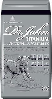 Dr. John Titanium Complete Dry Dog Food 15kg - Chicken, Vegetables and New Zealand Green-Lipped Mussel - Complete Nutrition for Active Adult and Junior Dogs