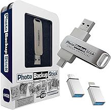 Photo Backup Stick Omega Universal Picture and Video Backup for Any Device - iPhone, Android, Computer, Tablets (64GB)