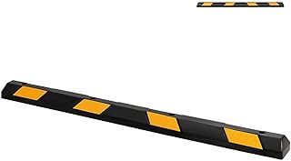 GiantexUK 1/2 Pack Rubber Kerb, 54/182cm Parking Guide Block with Yellow Reflectors, Heavy Duty Wheel Stop Driveway Bump for Car, Truck, RV, Trailer and Garage (1 Pack, 182 x 15 x 10cm)