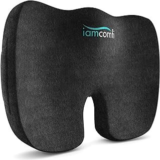 Coccyx Cushion - Medium Hardness - Seat Cushion for Office Chair Desk & Car, Driving - Premium Heat Sensitive & Durable Memory Foam Sitting Pillow