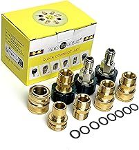 Pressure Washer Adapter Set, Quick Disconnect Hose Fittings Kit, Quick Connect Metric M22-14 Female Thread to Male Fitting, Brass Quick Coupler 3/8", 3/4" male to 1/2" Quick Release Connect
