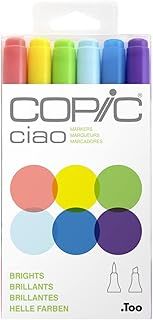 Copic Ciao Coloured Marker Pen - Set of 6 Lights, For Art & Crafts, Colouring, Graphics, Highlighter, Design, Anime, Professional & Beginners, Art Supplies & Colouring Books