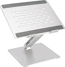 Amazon Basics Adjustable Ergonomic Laptop Stand, Multi-Angle with Heat Vent, For Laptops 10 (25.4 cm) - 17 Inches (43.2 cm), Silver