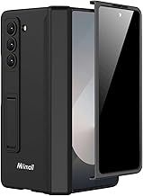 Miimall Samsung Galaxy Z Fold 6 Case with Hinge Protection, Privacy Screen Protector with Stand, Magnetic Case PC Anti-Drop Anti-Spy Hinge Cover - Black