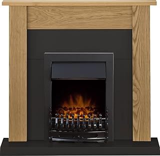 Adam Southwold Fireplace Suite in Oak and Black with Blenheim Electric Fire in Black, 43 Inches