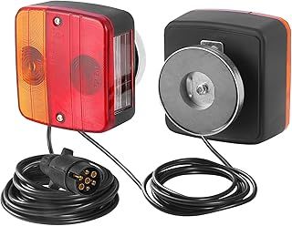 SPARKMOTO Magnetic Trailer Light Set, 12V Magnetic trailer board lights,Trailer Rear Wiring Light Kit Magnetic Tail Lights With 7pin Plug And 7.5m Cable,Non-led trailer lamp