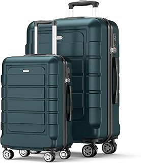 Carry on Suitcase Sets 2 Piece 20+28 Inch Hard Shell PC+ABS Expandable Lightweight Durable Trolley Travel Cabin Luggage with Spinner Wheels TSA Lock, Black
