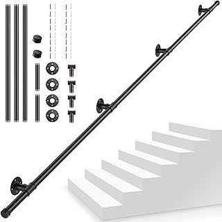 Stair Handrail PaNt 3M Wall Mounted Handrail Safety Hand Rail Non-Slip Steel PipeHandrail Indoor Outdoor Industrial Pipe Towel Rail Wrought Iron Wall Balustrade Handrail Banister Stair Railing