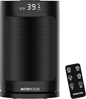 Electric Heater - Energy Efficient PTC Ceramic, Silent Portable Heater with LED Display, Remote Control, Overheat Protection, Smart Thermostat, 1-12HR Timer - Ideal for Office, Home, Bedroom