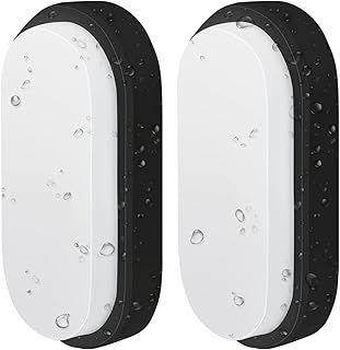 ANWIO 14W Outside Black Led Oval Bulkhead Light,Ip54 Waterproofled Porch Sconce Lighting, Outdoor LED Wall Light,Ceiling Light,980LM,4000K Natural White Bathroom Ceiling Light,220-240V(2 Pack)