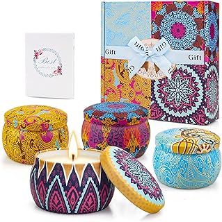 Scented Candle Gift Set, 4 Pcs 125g (4.4 Oz) Soy Vanilla Candle Gift for Women, Teacher Gifts, Perfect for Birthday, Anniversary, Thanksgiving, Christmas, Mother's Day, Teachers' Day