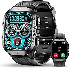 OUKITEL Smart Watch for Men Military BT20, Smart Watches with Bluetooth Voice Call for Android iOS Phone, 1.96" AMOLED Smartwatch with Heart Rate SpO2 Pressure Sleep Monitor, Waterproof Fitness Watch