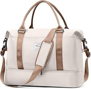 for Easyjet Airlines Underseat Cabin Bag 45X36X20 Weekend Overnight Carry on Holdall for Women Travel Duffel Sport Gym Tote Mum Hospital Bags with Wet Pocket,E10-beige Brown