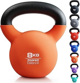 Kettlebell Neoprene Coated Cast Iron Weight Lifting Strength Training Cardio Fitness Home Gym (1 x 4kg, 6kg, 8kg, 10kg, 12kg, 16kg or 20kg)