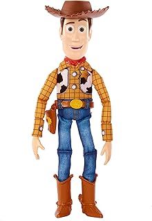 Mattel Disney Pixar Toy Story Roundup Fun Woody Large Talking Posable Figure, 12 Inches Tall with 20 Phrases Authentic Detail, Fabric Plush & Plastic, HFY35