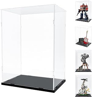 Nynelly Acrylic Display Case for Lego Optimus Prime 10302 for Lego Camera 43230 for Lego C3PO 75398 for Lego Display Case for Models Figures Assemble Dustproof Thickened Clear Display Box(Black)